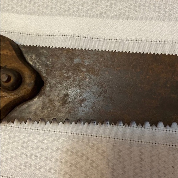 Hand Saw - Vintage  Unique Double Edge Hand Saw -Decorative Carved Wooden Handle - Picture 4 of 5